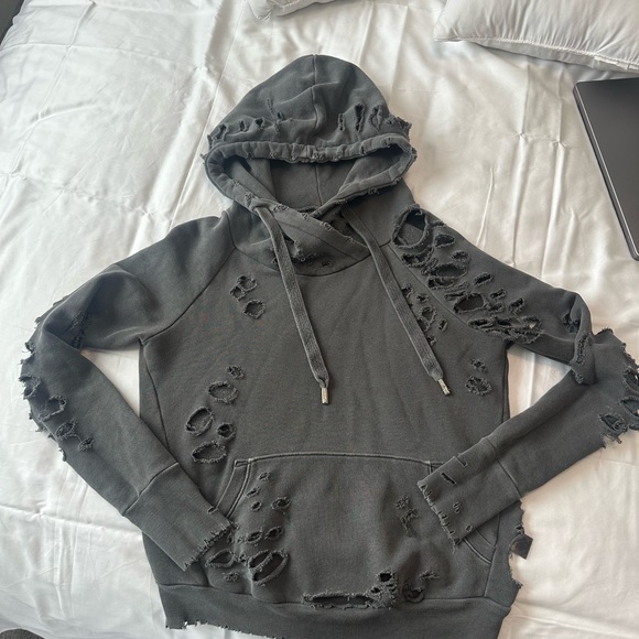 NSF distressed hoodie sweatshirt grey - Picture 5 of 8